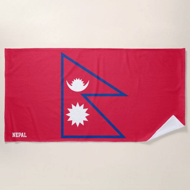 Serviette De Plage Népal Drapeau magnifique patriotique (Devant)
