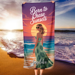 Serviette De Plage Nés pour poursuivre les couchers de soleil Vibes d