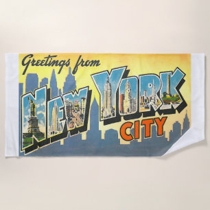 Serviette De Plage New York City salue Retro Art Colorant Skyline