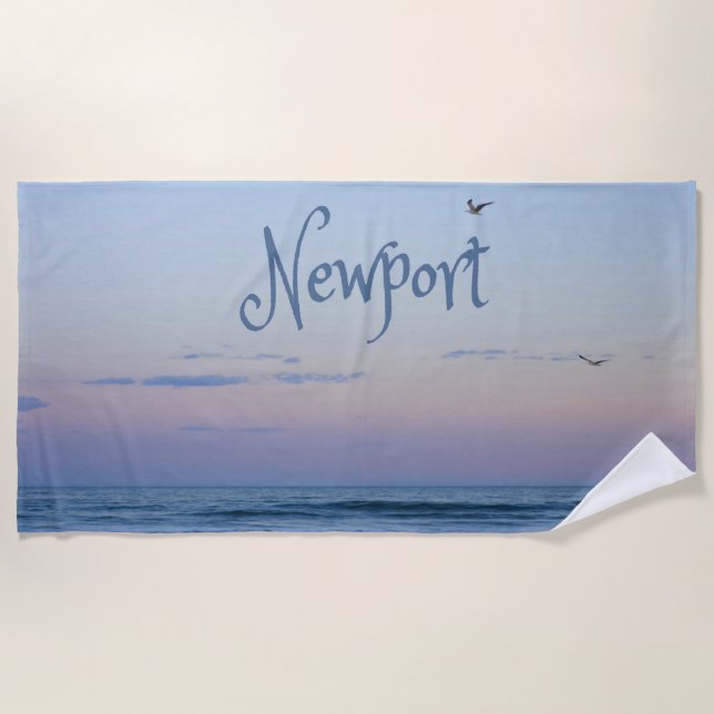 Serviette De Plage Newport Beach Californie Ocean Sunrise Blue (Devant)