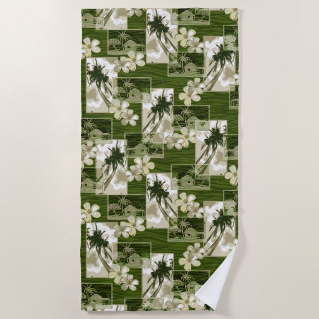 Serviette De Plage Niihau Island Plumeria hawaïenne et Palm Tree (Devant)