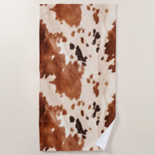 Serviette De Plage Noël en cuir de vache sud-ouest crème marron