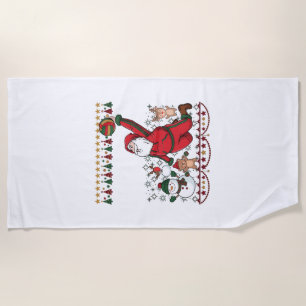 Serviette De Plage Noël Père Noël Volleyball Bonhomme de neige Renne
