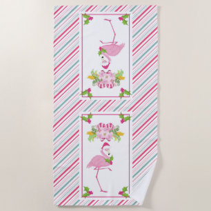 Serviette De Plage Noël tropical Flamant rose rose
