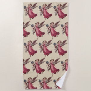 Serviette De Plage Noël vintage, Ange victorien Guardian