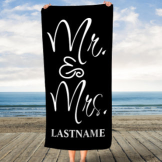 Serviette De Plage Noir et Blanc M et Mme.