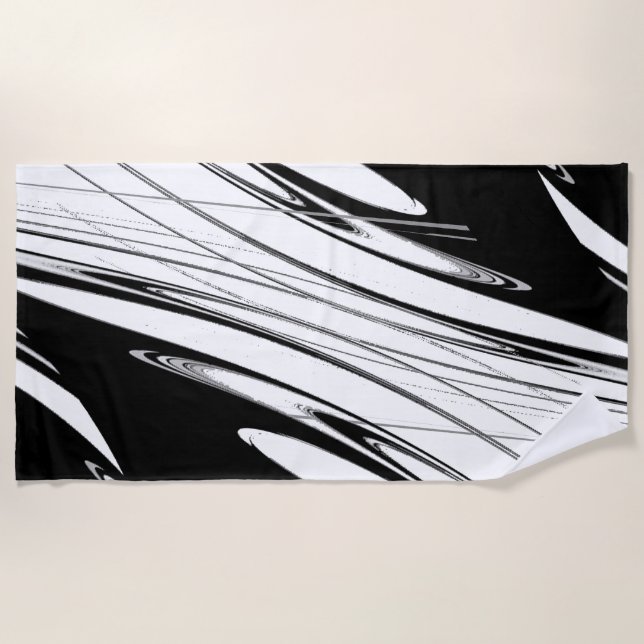 Serviette De Plage Noir et blanc moderne (Devant)