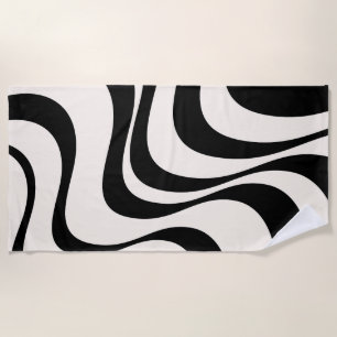 Serviette De Plage Noir et pastel moderne ondes rétro design