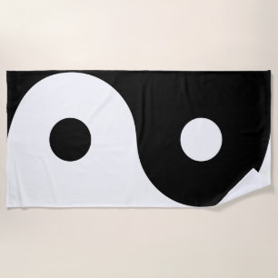 Serviette de plage noire et blanche de Ying Yang