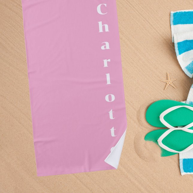 Serviette De Plage Nom blanc rose (Créateur téléchargé)
