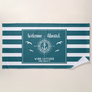 Serviette De Plage Nom de bateau personnalisé Bienvenue à bord de l'A