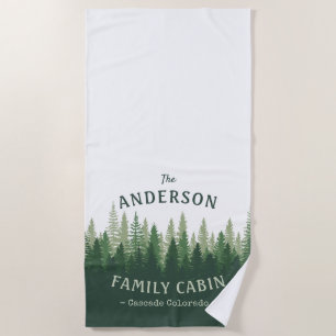 Serviette De Plage Nom de famille Cabine Emplacement Pine Tree Forest