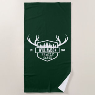 Serviette De Plage Nom de famille Forest Cabine vert