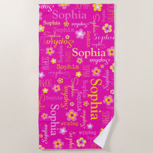 serviette de plage nom de fleurs de Sophia