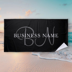 Serviette De Plage Nom de l'entreprise ou nom de famille Noir et bl