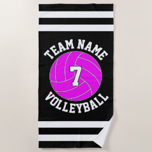 Serviette De Plage Nom de l'équipe de volley-ball rose et numéro du j