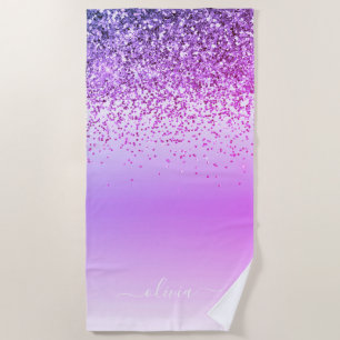Serviette De Plage Nom du monogramme métallique à Parties scintillant