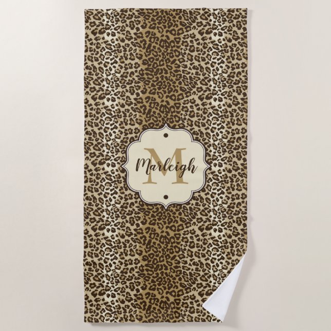 Serviette De Plage Nom du monogramme personnalisé de l'Empreinte de l (Devant)