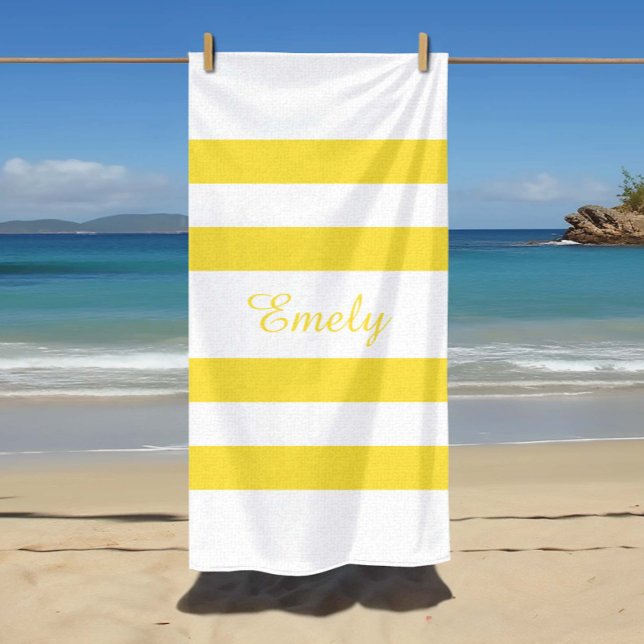 Serviette De Plage Nom du Motif des rayures jaunes modernes (Modern Yellow Stripes Pattern Name Beach Towel)