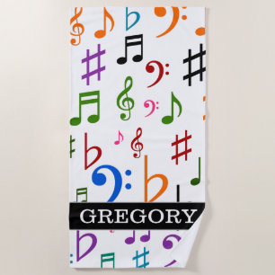 Serviette De Plage Nom fait sur commande ; Beaucoup de notes et de