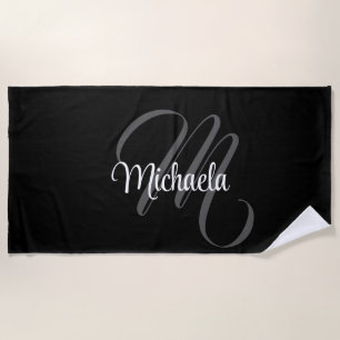 Serviette De Plage Nom initial de monogramme moderne minimaliste