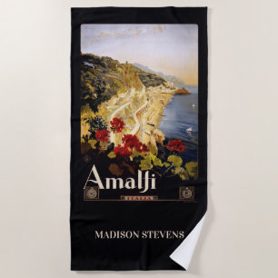 Serviette De Plage Nom personnalisé Amalfi Italie Vintage voyage