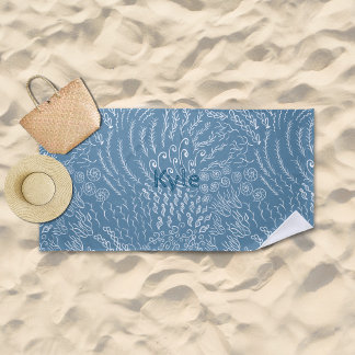 Serviette De Plage Nom personnalisé Beach Towel -Sea Shell & Coral Im