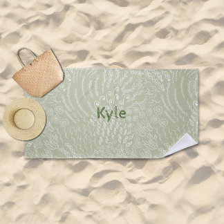 Serviette De Plage Nom personnalisé Beach Towel -Sea Shell & Coral Im