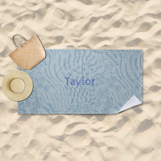 Serviette De Plage Nom personnalisé Beach Towel-Sea Shell & Coral Imp
