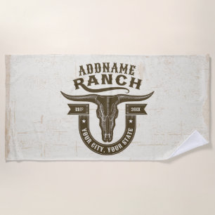 Serviette De Plage NOM personnalisé Bull Steer Skull Western Ranch