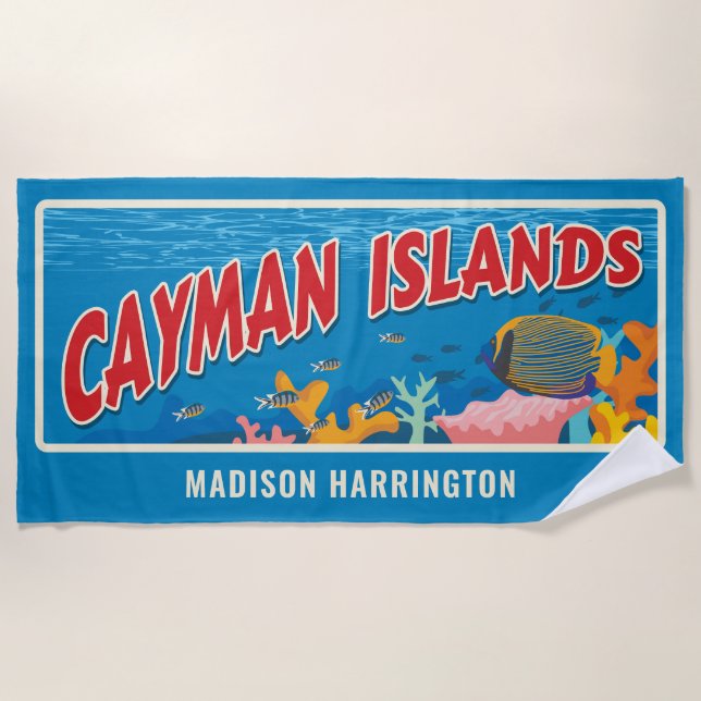 Serviette De Plage Nom personnalisé Cayman Islands (Devant)
