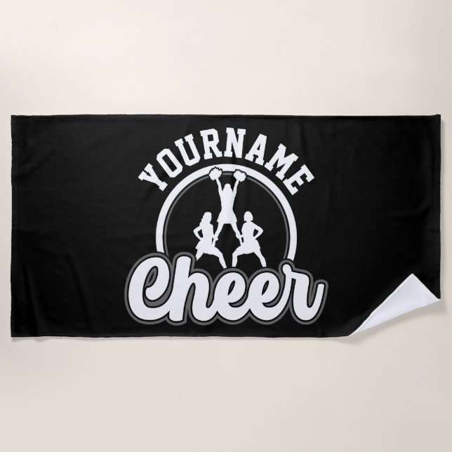 Serviette De Plage NOM personnalisé Cheer Team Varsity Pom-pom girl (Devant)
