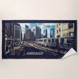 Serviette De Plage Nom personnalisé Chicago USA