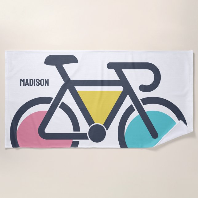 Serviette De Plage Nom personnalisé Cyclisme (Devant)