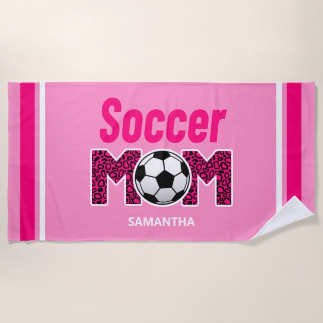 Serviette De Plage Nom personnalisé de la maman de football personnal (Devant)