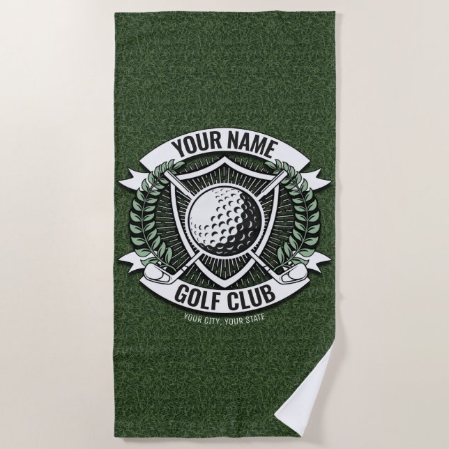Serviette De Plage NOM personnalisé Golfer Golf Club Turf Clubhouse  (Devant)