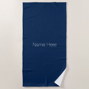 Serviette De Plage Nom personnalisé monogramme marine bleu blanc mini