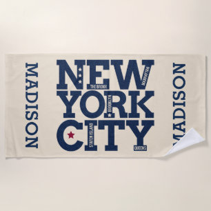 Serviette De Plage Nom personnalisé New York City Typographie serviet