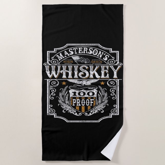 Serviette De Plage NOM Personnalisé Old West Whiskey Brewery Bar (Devant)