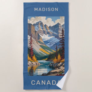 Serviette De Plage Nom personnalisé Poster de voyage Canada