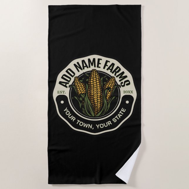 Serviette De Plage Nom personnalisé Sweet Corn Garden Agricole (Devant)