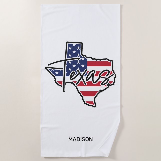 Serviette De Plage Nom personnalisé Texas (Devant)
