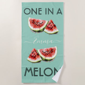 Serviette De Plage Nom personnalisé UN DANS UNE MELON Thèmes estivaux