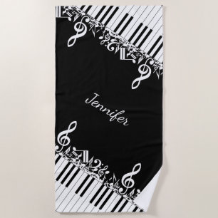 Serviette De Plage Notes musicales et clés brouillées personnalisées