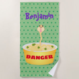 Serviette De Plage Nouilles amusantes humour serpent dessin de dessin