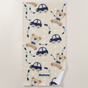 Serviette De Plage Nounours et voitures Baby Boy Motif