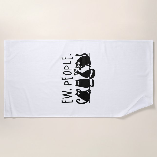 Serviette De Plage Nouveaux gens drôle Meowny Chats Noirs (Devant)