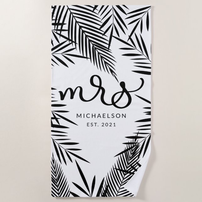 Serviette De Plage Nouvelle Mme | Feuilles tropicales (Devant)