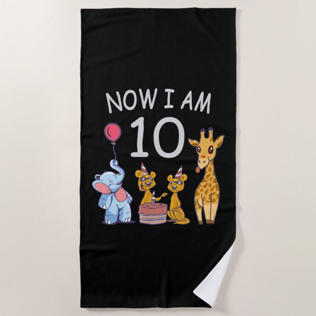 Serviette De Plage Now I, 10 ans d'âge 10 Birthday (Devant)