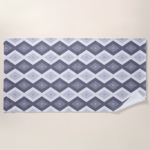 Serviette De Plage Nuances de bleu gris motif diamant